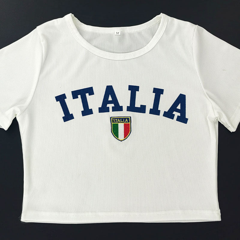 Short Slim-fit Letters T-shirt Navel Clothing Street