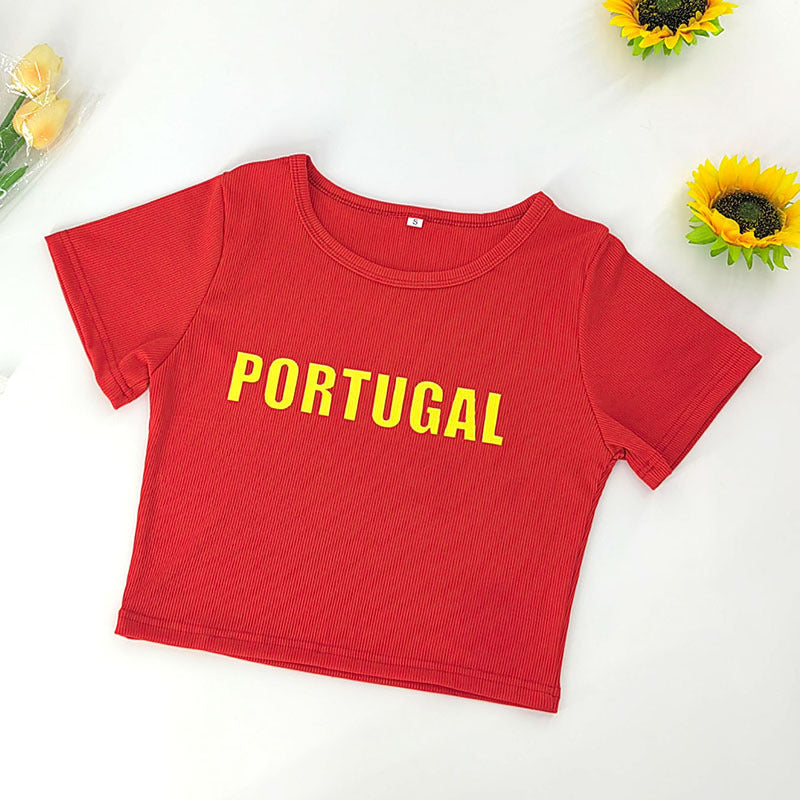 Short Slim-fit Letters T-shirt Navel Clothing Street