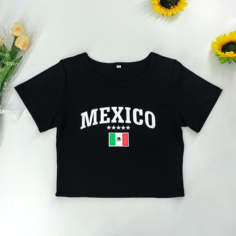 Short Slim-fit Letters T-shirt Navel Clothing Street