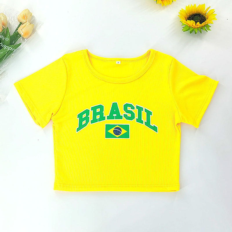 Short Slim-fit Letters T-shirt Navel Clothing Street