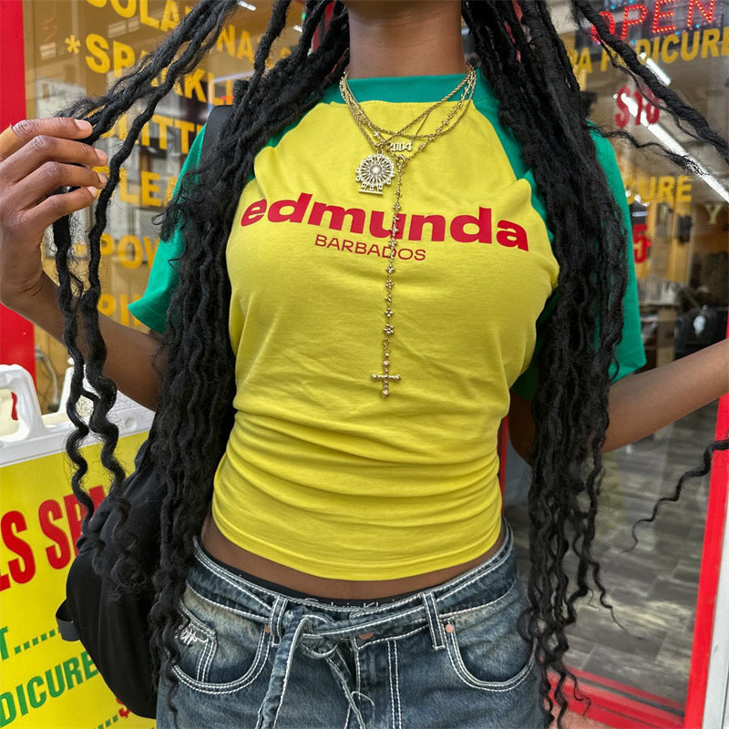 Short Slim-fit Letters T-shirt Navel Clothing Street