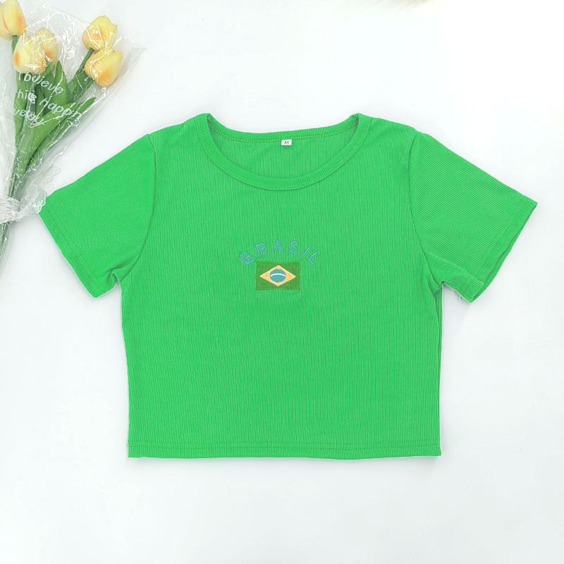 Short Slim-fit Letters T-shirt Navel Clothing Street